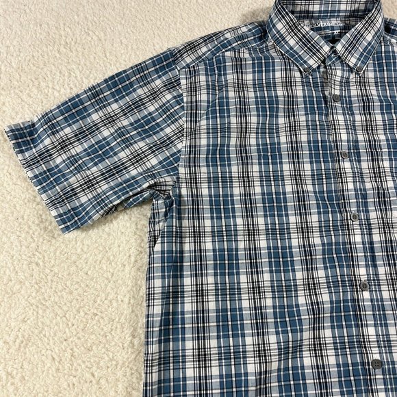 Wolverine Shirt Mens XL Short Sleeve Button Up Plaid Blue - Picture 3 of 9